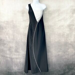 Vintage Willi of California Gown Women XS Beaded One Shoulder Old Hollywood Gala
